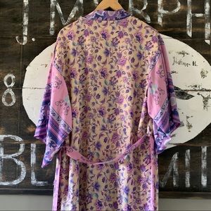 Bohemian Lilac Floral Kimono Maxi Poinciana Duster